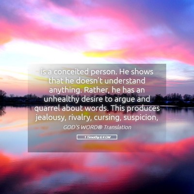 Picture 05 - 1 Timothy 6:4 GW - is a conceited person. He shows that he doesn’t - Bible Verse Picture