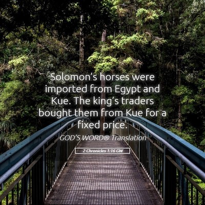 Picture 05 - 2 Chronicles 1:16 GW - Solomon’s horses were imported from Egypt and - Bible Verse Picture