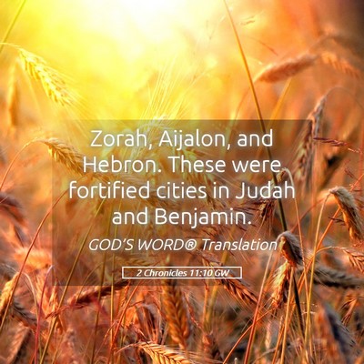 Picture 05 - 2 Chronicles 11:10 GW - Zorah, Aijalon, and Hebron. These were fortified - Bible Verse Picture