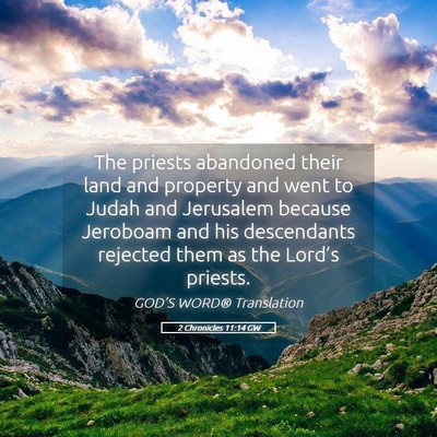 Picture 05 - 2 Chronicles 11:14 GW - The priests abandoned their land and property and - Bible Verse Picture