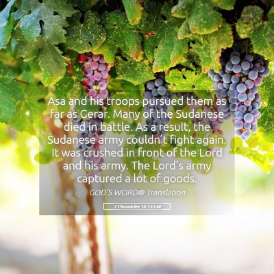 Picture 05 - 2 Chronicles 14:13 GW - Asa and his troops pursued them as far as Gerar. - Bible Verse Picture