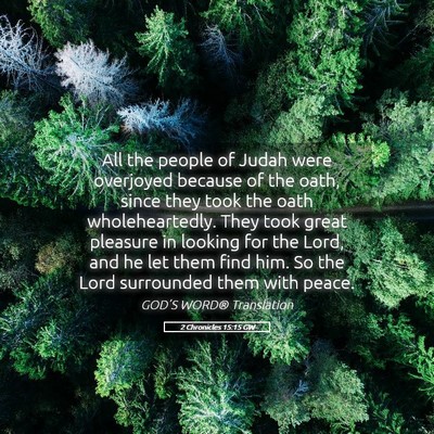 Picture 05 - 2 Chronicles 15:15 GW - All the people of Judah were overjoyed because of - Bible Verse Picture