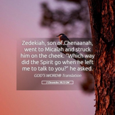 Picture 05 - 2 Chronicles 18:23 GW - Zedekiah, son of Chenaanah, went to Micaiah and - Bible Verse Picture