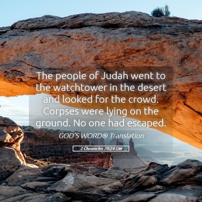 Picture 05 - 2 Chronicles 20:24 GW - The people of Judah went to the watchtower in the - Bible Verse Picture