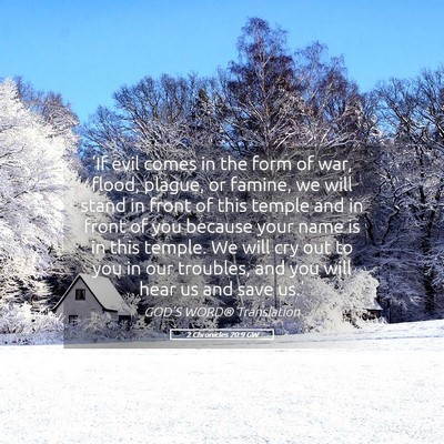 Picture 05 - 2 Chronicles 20:9 GW - ‘If evil comes in the form of war, flood, - Bible Verse Picture