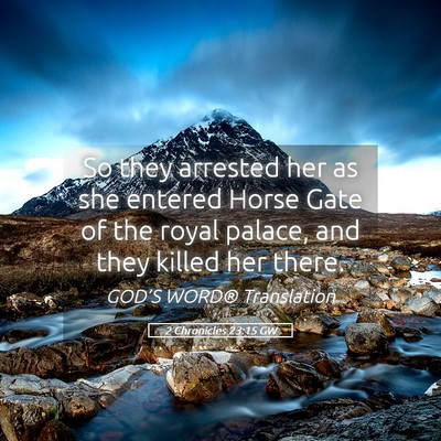 Picture 05 - 2 Chronicles 23:15 GW - So they arrested her as she entered Horse Gate of - Bible Verse Picture