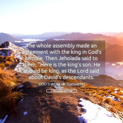 Picture 05 - 2 Chronicles 23:3 GW - The whole assembly made an agreement with the - Bible Verse Picture