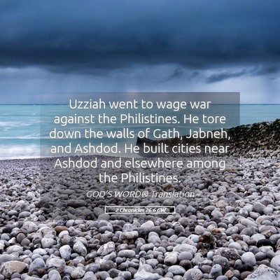 Picture 05 - 2 Chronicles 26:6 GW - Uzziah went to wage war against the Philistines. - Bible Verse Picture