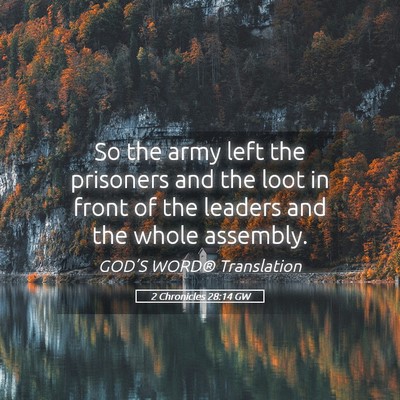 Picture 05 - 2 Chronicles 28:14 GW - So the army left the prisoners and the loot in - Bible Verse Picture