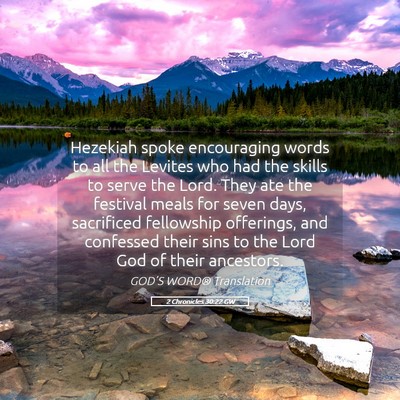 Picture 05 - 2 Chronicles 30:22 GW - Hezekiah spoke encouraging words to all the - Bible Verse Picture