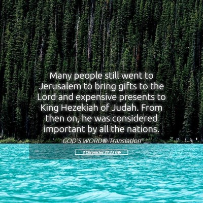 Picture 05 - 2 Chronicles 32:23 GW - Many people still went to Jerusalem to bring - Bible Verse Picture