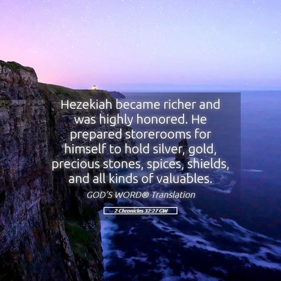 Picture 05 - 2 Chronicles 32:27 GW - Hezekiah became richer and was highly honored. He - Bible Verse Picture