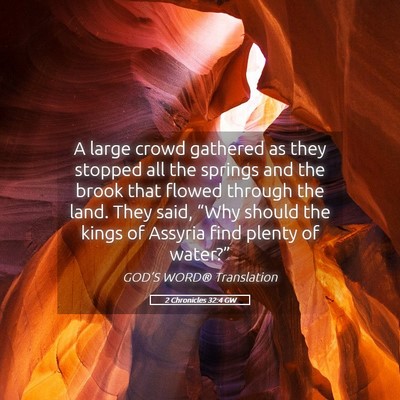 Picture 05 - 2 Chronicles 32:4 GW - A large crowd gathered as they stopped all the - Bible Verse Picture