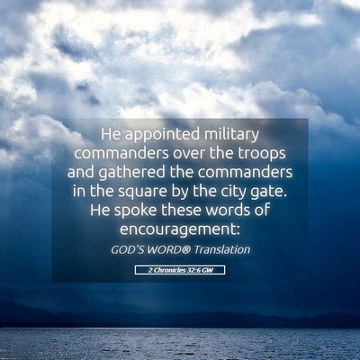 Picture 05 - 2 Chronicles 32:6 GW - He appointed military commanders over the troops - Bible Verse Picture