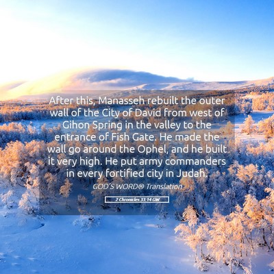 Picture 05 - 2 Chronicles 33:14 GW - After this, Manasseh rebuilt the outer wall of - Bible Verse Picture