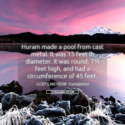 Picture 05 - 2 Chronicles 4:2 GW - Huram made a pool from cast metal. It was 15 feet - Bible Verse Picture