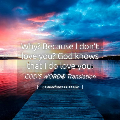 Picture 05 - 2 Corinthians 11:11 GW - Why? Because I don’t love you? God knows that I - Bible Verse Picture