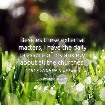 Picture 05 - 2 Corinthians 11:28 GW - Besides these external matters, I have the daily - Bible Verse Picture