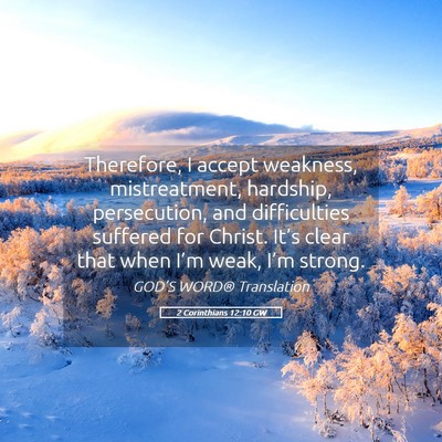 Picture 05 - 2 Corinthians 12:10 GW - Therefore, I accept weakness, mistreatment, - Bible Verse Picture