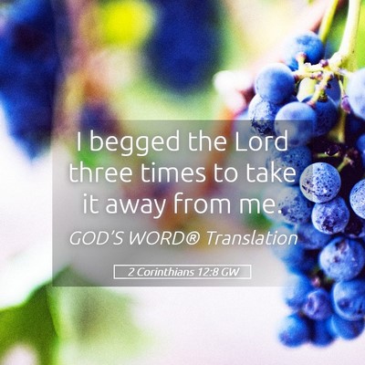 Picture 05 - 2 Corinthians 12:8 GW - I begged the Lord three times to take it away - Bible Verse Picture
