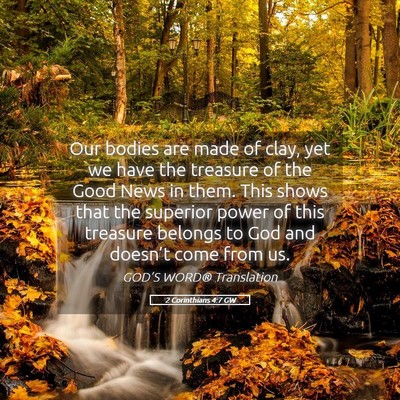 Picture 05 - 2 Corinthians 4:7 GW - Our bodies are made of clay, yet we have the - Bible Verse Picture