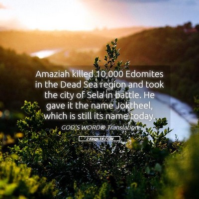 Picture 05 - 2 Kings 14:7 GW - Amaziah killed 10,000 Edomites in the Dead Sea - Bible Verse Picture