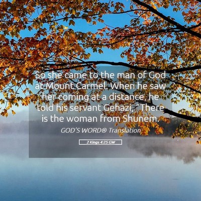 Picture 05 - 2 Kings 4:25 GW - So she came to the man of God at Mount Carmel. - Bible Verse Picture
