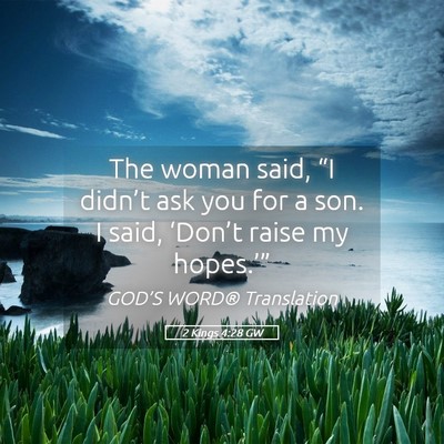 Picture 05 - 2 Kings 4:28 GW - The woman said, “I didn’t ask you for a son. - Bible Verse Picture