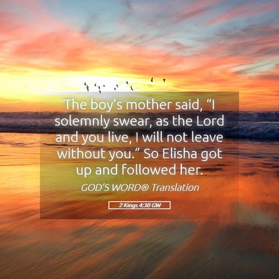 Picture 05 - 2 Kings 4:30 GW - The boy’s mother said, “I solemnly swear, as - Bible Verse Picture