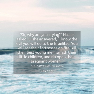 Picture 05 - 2 Kings 8:12 GW - “Sir, why are you crying?” Hazael asked. - Bible Verse Picture
