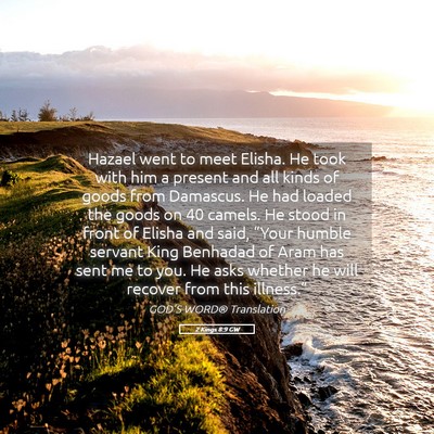 Picture 05 - 2 Kings 8:9 GW - Hazael went to meet Elisha. He took with him a - Bible Verse Picture