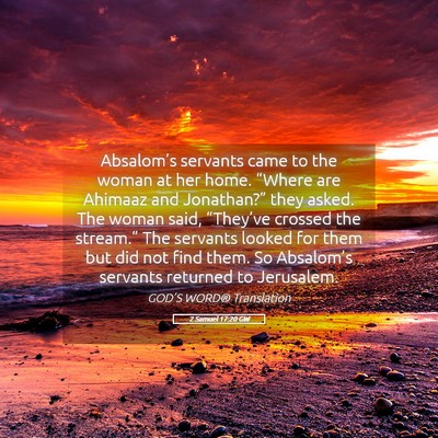Picture 05 - 2 Samuel 17:20 GW - Absalom’s servants came to the woman at her - Bible Verse Picture