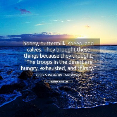 Picture 05 - 2 Samuel 17:29 GW - honey, buttermilk, sheep, and calves. They - Bible Verse Picture