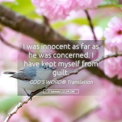 Picture 05 - 2 Samuel 22:24 GW - I was innocent as far as he was concerned. I have - Bible Verse Picture