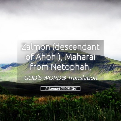 Picture 05 - 2 Samuel 23:28 GW - Zalmon (descendant of Ahohi), Maharai from - Bible Verse Picture