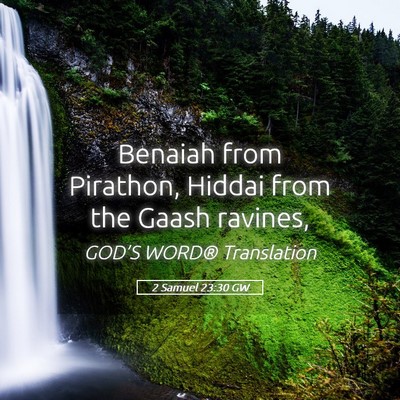 Picture 05 - 2 Samuel 23:30 GW - Benaiah from Pirathon, Hiddai from the Gaash - Bible Verse Picture