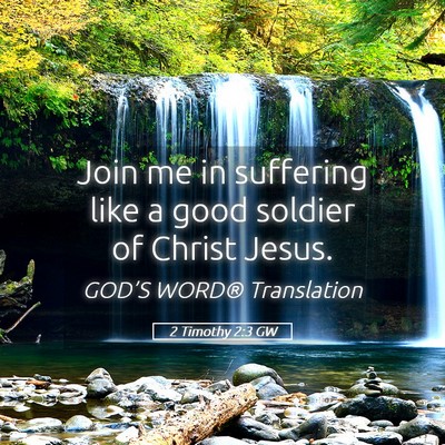 Picture 05 - 2 Timothy 2:3 GW - Join me in suffering like a good soldier of - Bible Verse Picture