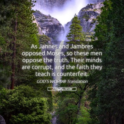 Picture 05 - 2 Timothy 3:8 GW - As Jannes and Jambres opposed Moses, so these men - Bible Verse Picture