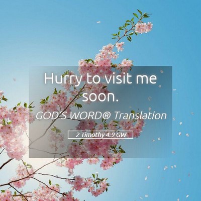 Picture 05 - 2 Timothy 4:9 GW - Hurry to visit me - Bible Verse Picture