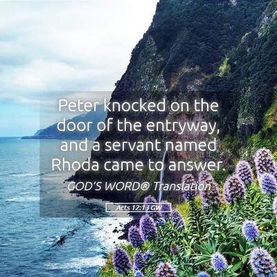 Picture 05 - Acts 12:13 GW - Peter knocked on the door of the entryway, and a - Bible Verse Picture