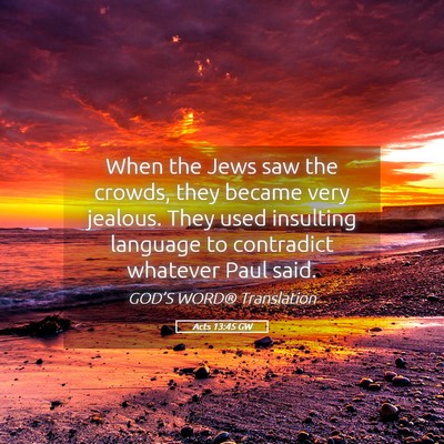 Picture 05 - Acts 13:45 GW - When the Jews saw the crowds, they became very - Bible Verse Picture
