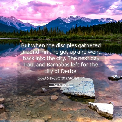 Picture 05 - Acts 14:20 GW - But when the disciples gathered around him, he - Bible Verse Picture