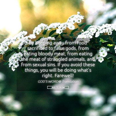 Picture 05 - Acts 15:29 GW - by keeping away from food sacrificed to false - Bible Verse Picture