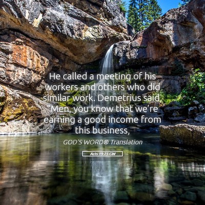 Picture 05 - Acts 19:25 GW - He called a meeting of his workers and others who - Bible Verse Picture