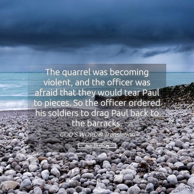 Picture 05 - Acts 23:10 GW - The quarrel was becoming violent, and the officer - Bible Verse Picture