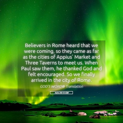 Picture 05 - Acts 28:15 GW - Believers in Rome heard that we were coming, so - Bible Verse Picture