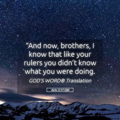 Picture 05 - Acts 3:17 GW - “And now, brothers, I know that like your - Bible Verse Picture