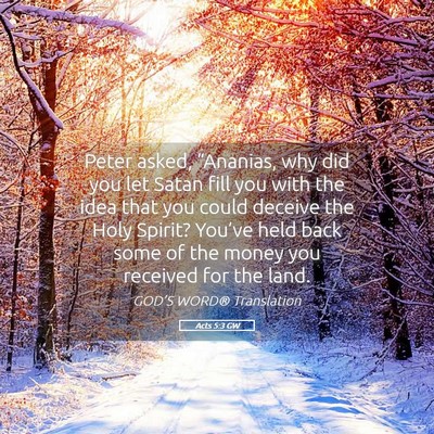 Picture 05 - Acts 5:3 GW - Peter asked, “Ananias, why did you let Satan - Bible Verse Picture