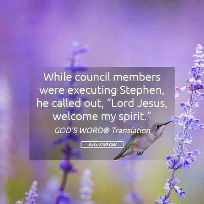 Picture 05 - Acts 7:59 GW - While council members were executing Stephen, he - Bible Verse Picture