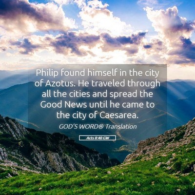 Picture 05 - Acts 8:40 GW - Philip found himself in the city of Azotus. He - Bible Verse Picture